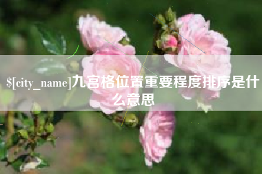 鹿邑九宫格位置重要程度排序是什么意思