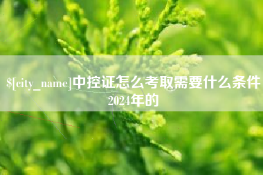 鹿邑中控证怎么考取需要什么条件2024年的