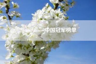 鹿邑中国冠军榜单